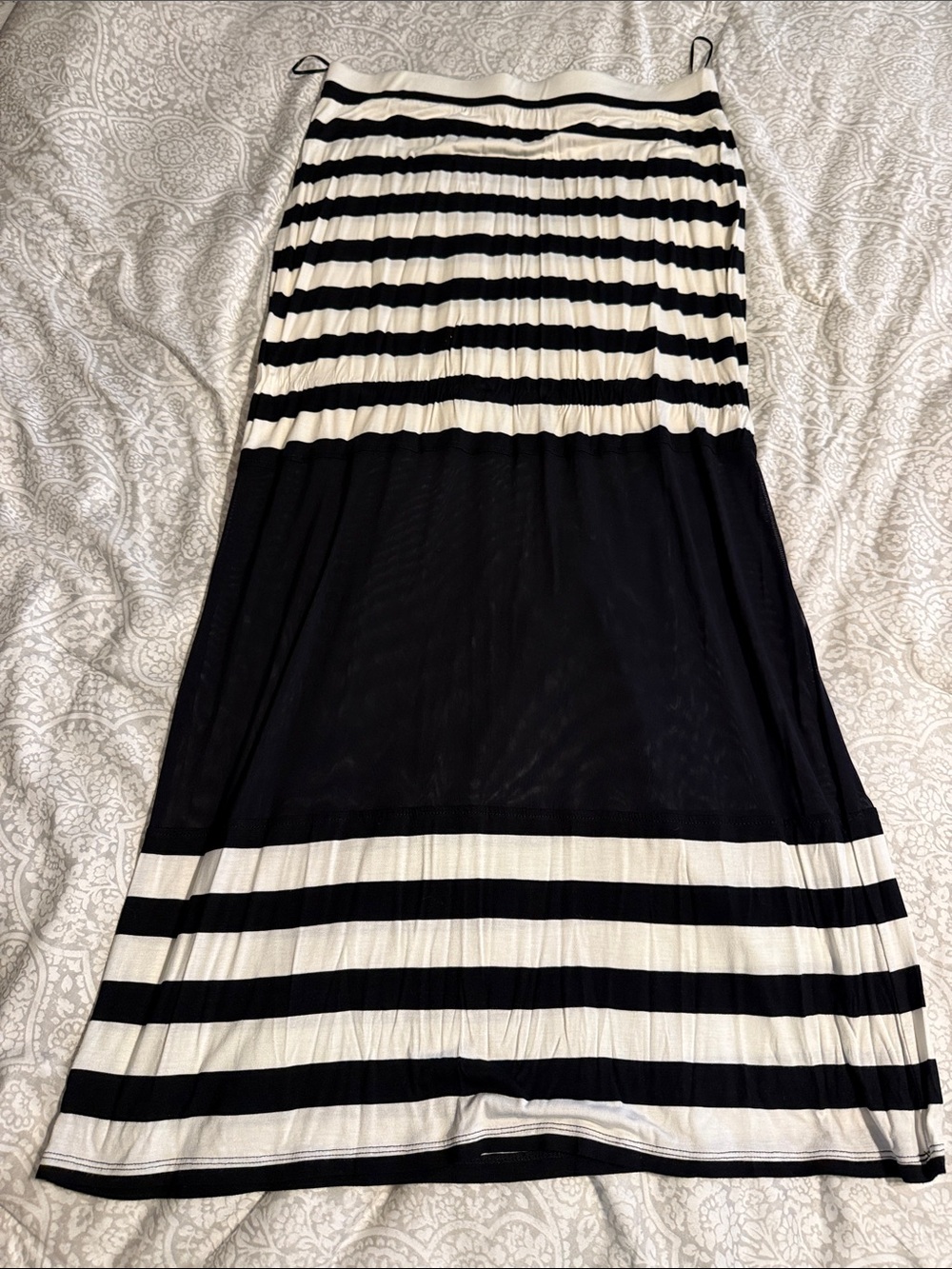 Seven7 Black and White Striped Maxi Skirt